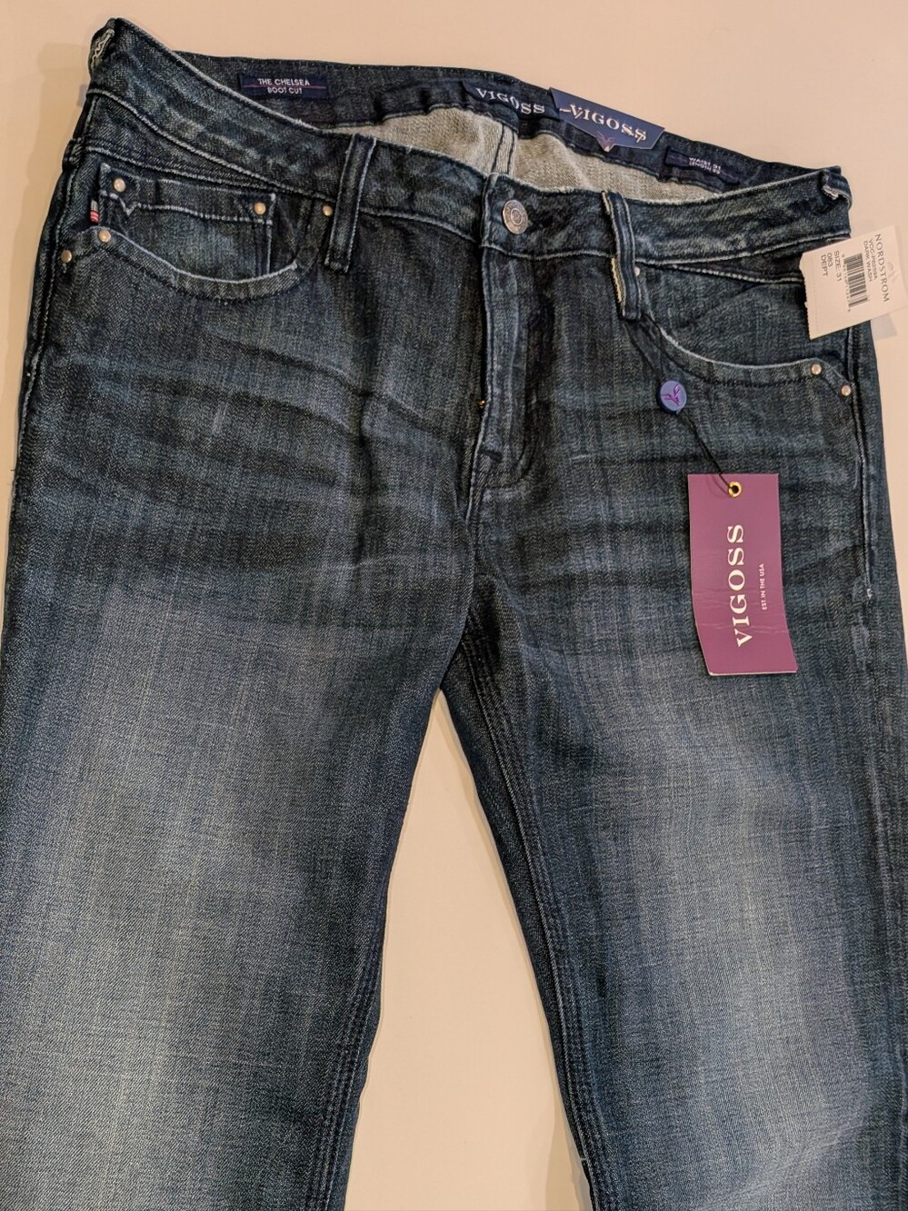 Vigoss Womens Dark Indigo Boot Cut Jeans.